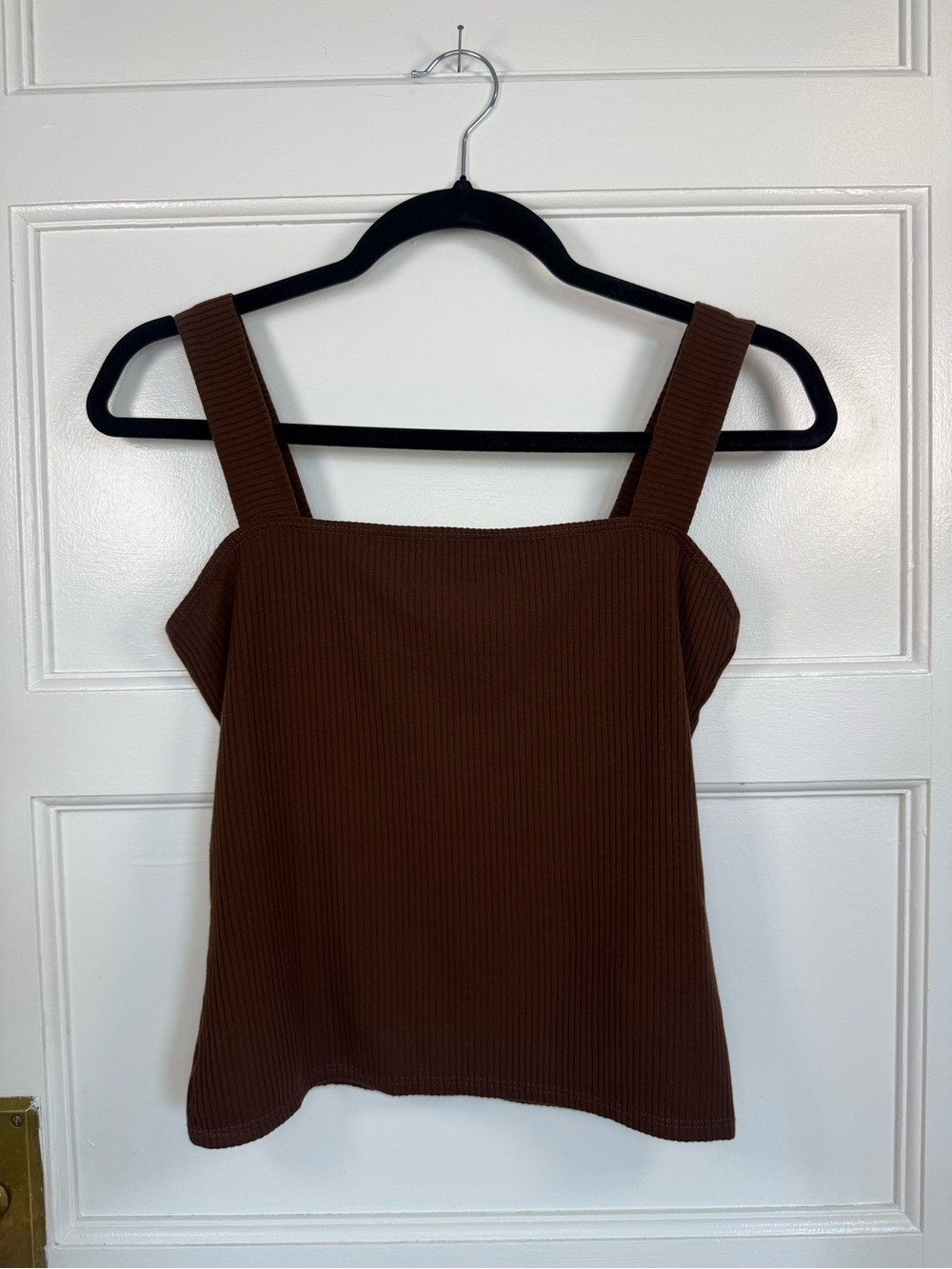 Reformation Brown Ribbed Square-Neck Tank